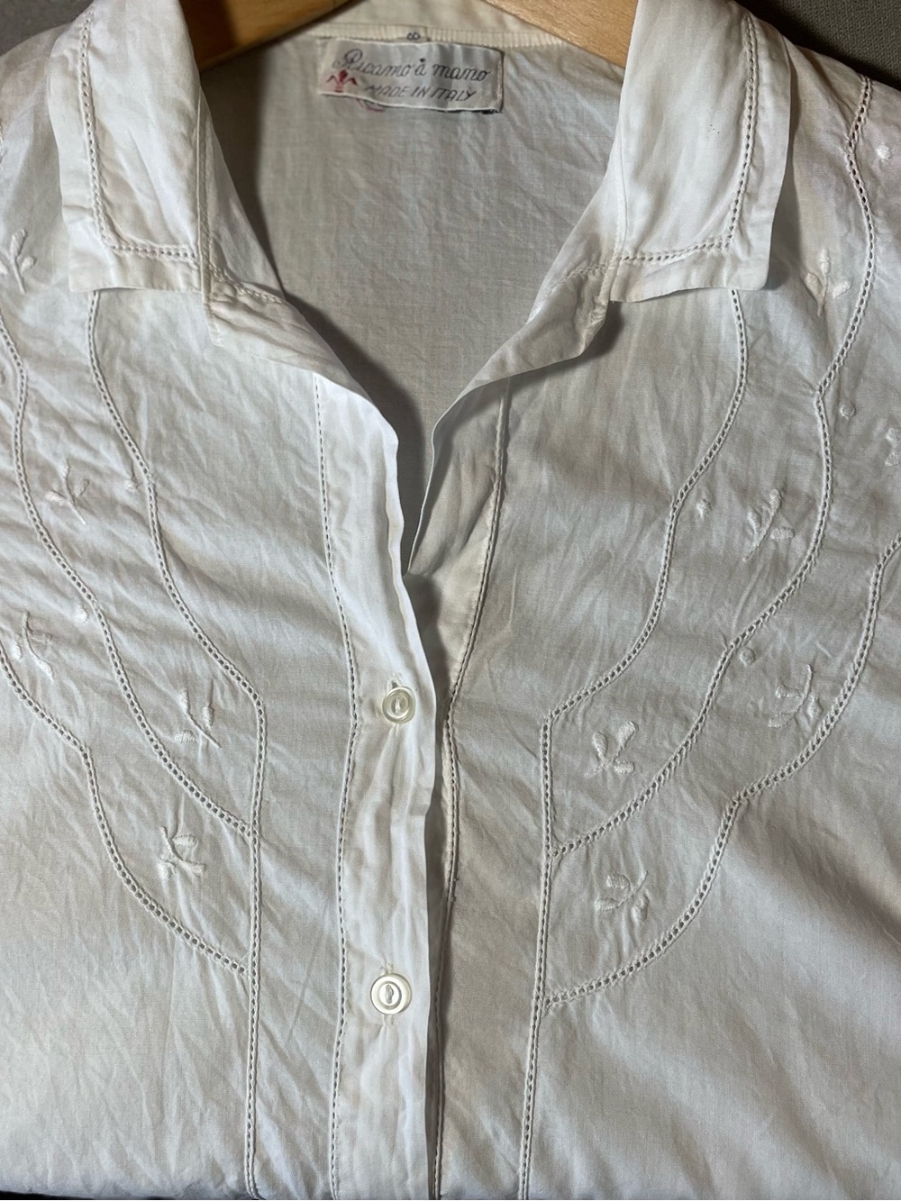 Vintage hand embroidered women’s white shirt